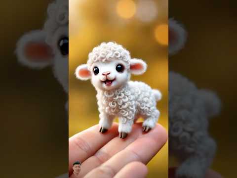 Pequeños animales de fantasía creados digitalmente sentados en fila sobre el pasto